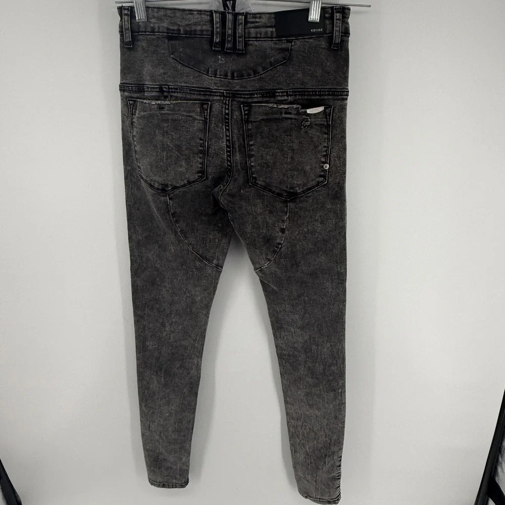 Kollar 203 Rockstars Old School Grey Acid Wash Skinny Jeans Mens 32 Distressed